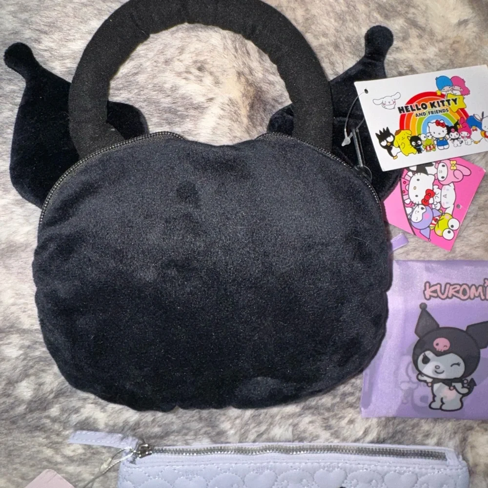Kuromi set- accessory bag, tote, plush purse